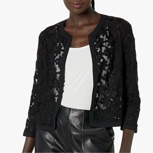 Anne Klein Floral Lace Mesh Cardigan size 2